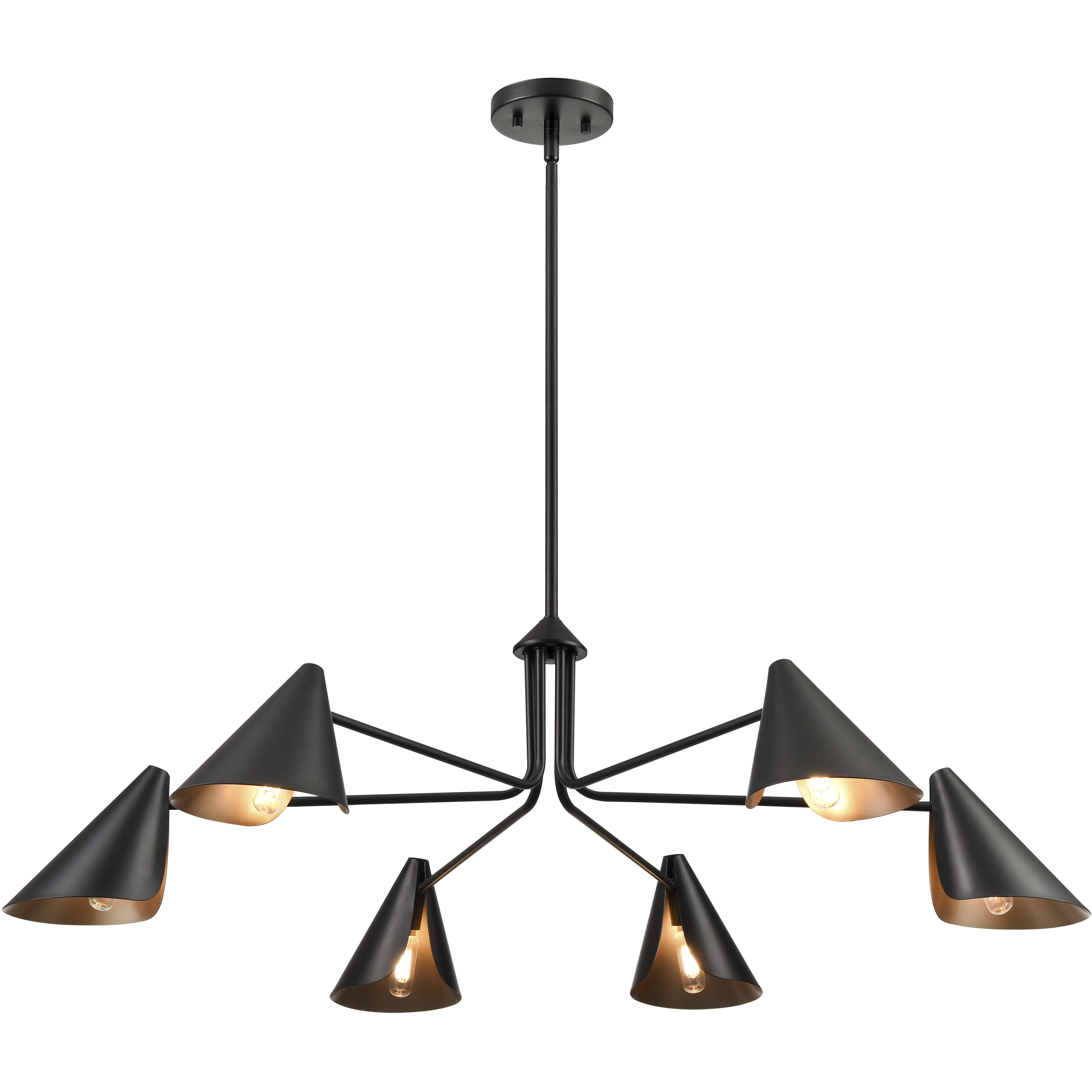 Warhol 6 Light 41 inch Matte Black Chandelier Ceiling Light